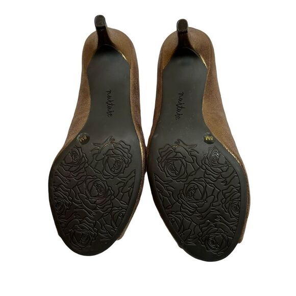 Nurture metallic bronze/ copper peep toe studded bow heels size 8 - Picture 9 of 16